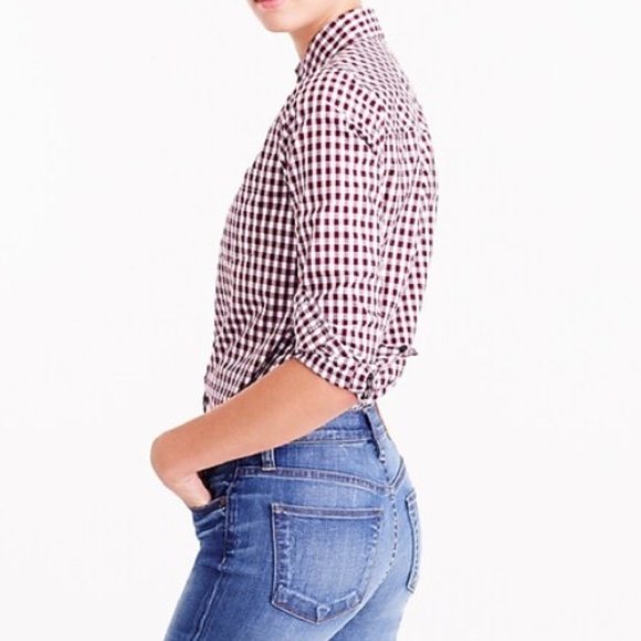 J. Crew Brown Checkered Gingham Boy Shirt Size 0 - Picture 1 of 4